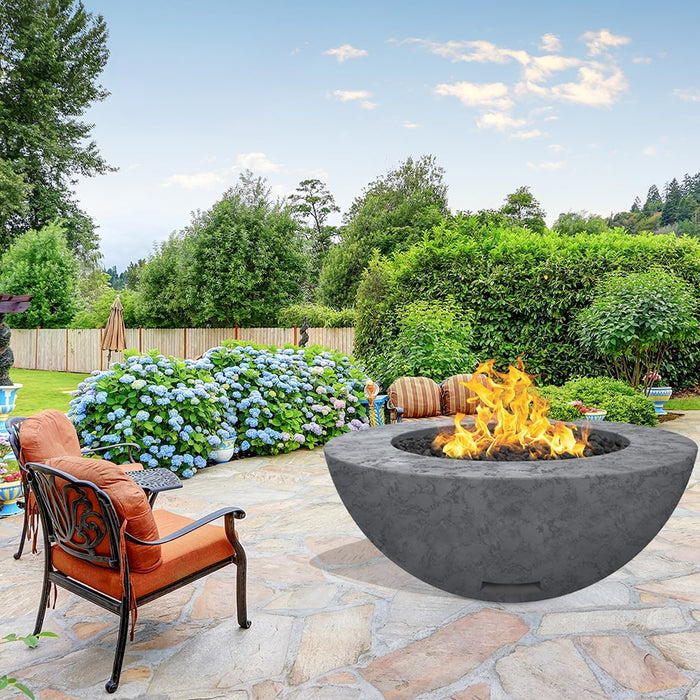 Modern Blaze 48-Inch Round Concrete Gas Fire Bowl with Push Button Ignition