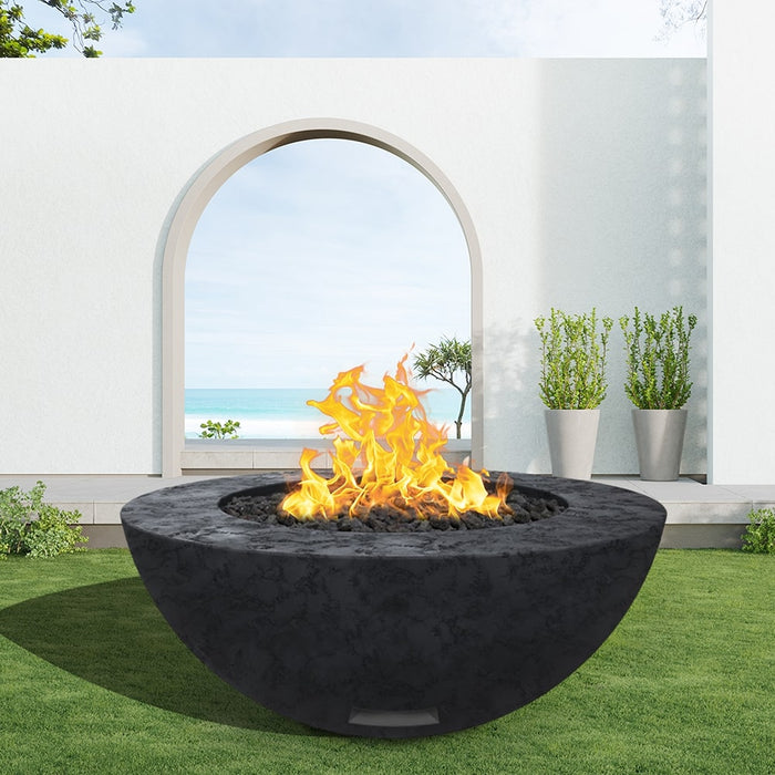 Modern Blaze 48-Inch Round Concrete Gas Fire Bowl with Push Button Ignition