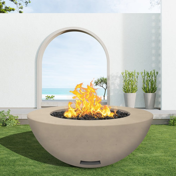 Modern Blaze 48-Inch Round Concrete Gas Fire Bowl with Push Button Ignition