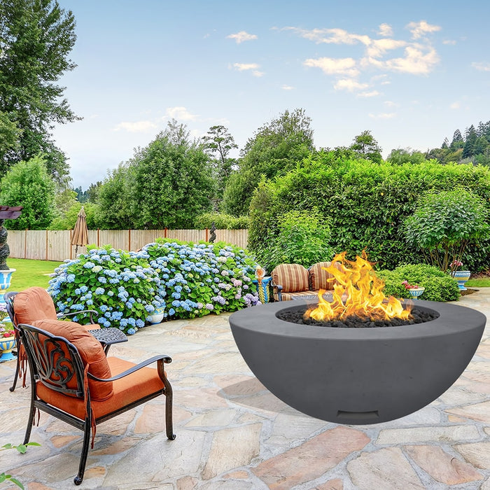 Modern Blaze 48-Inch Round Concrete Gas Fire Bowl with Push Button Ignition