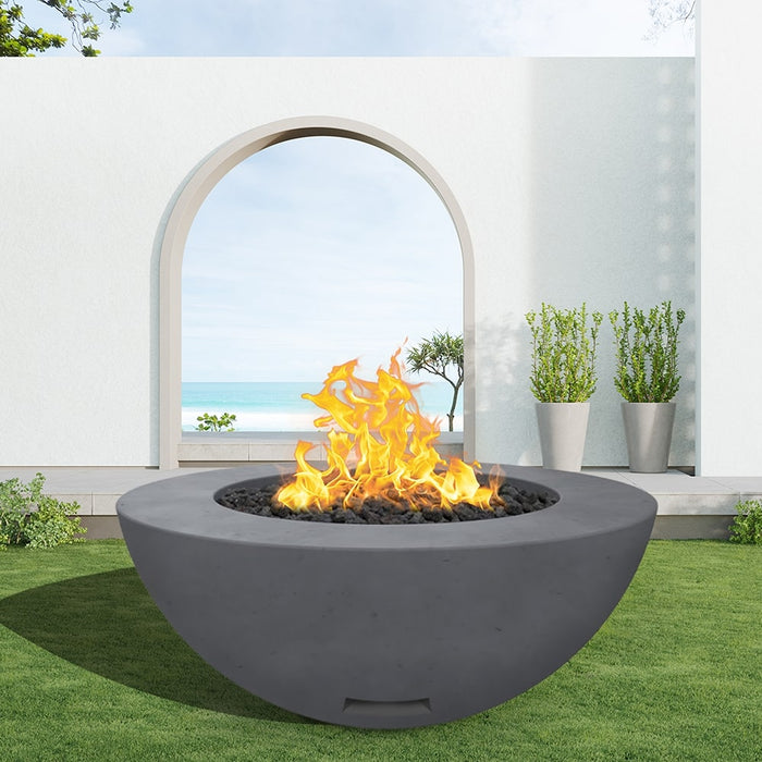 Modern Blaze 48-Inch Round Concrete Gas Fire Bowl with Push Button Ignition