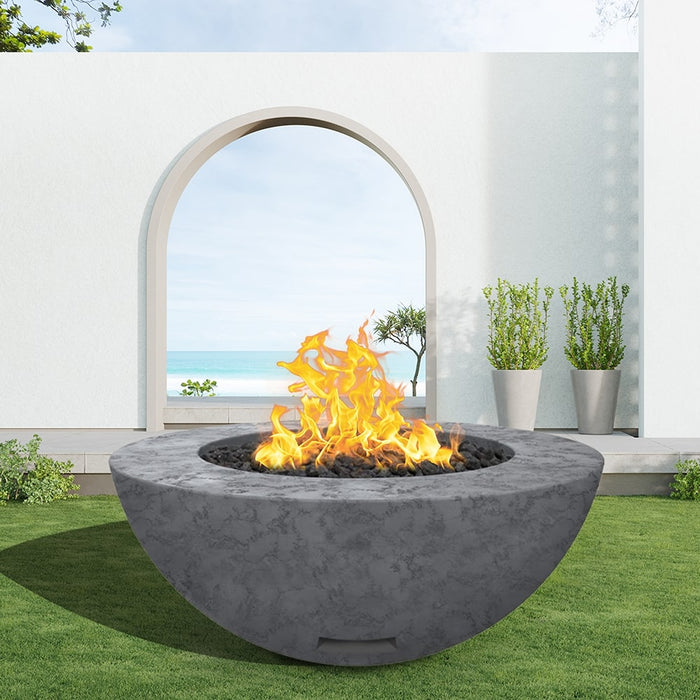 Modern Blaze 48-Inch Round Concrete Gas Fire Bowl with Push Button Ignition