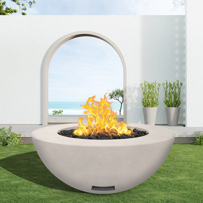 Modern Blaze 48-Inch Round Concrete Gas Fire Bowl with Push Button Ignition