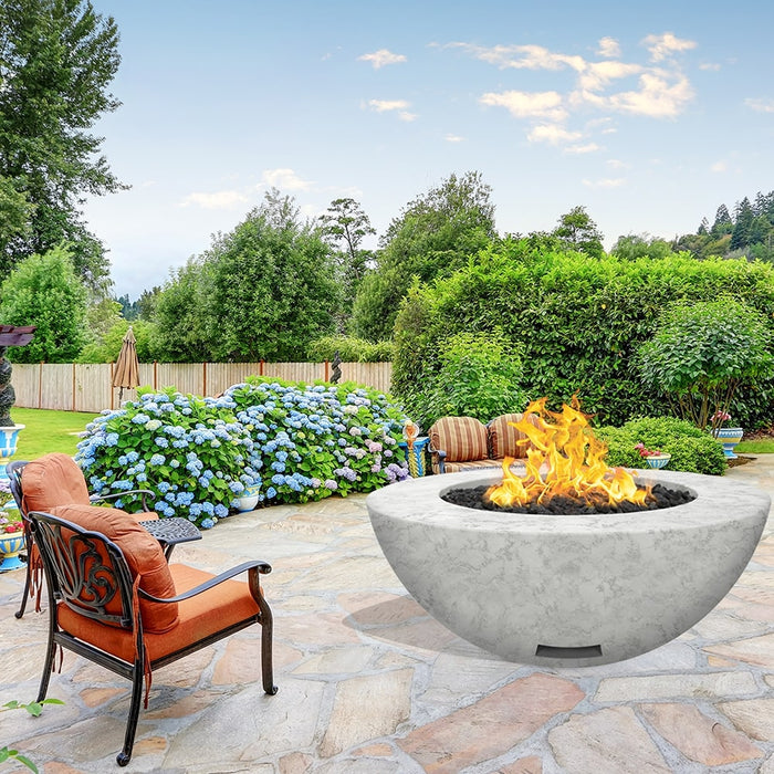 Modern Blaze 48-Inch Round Concrete Gas Fire Bowl with Push Button Ignition