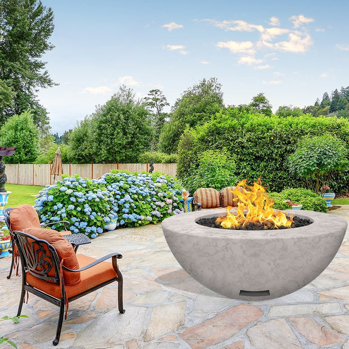 Modern Blaze 48-Inch Round Concrete Gas Fire Bowl with Push Button Ignition