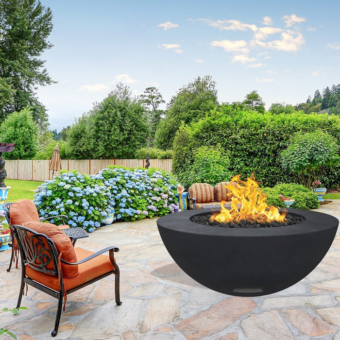 Modern Blaze 48-Inch Round Concrete Gas Fire Bowl with Push Button Ignition