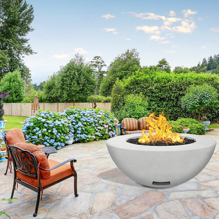 Modern Blaze 48-Inch Round Concrete Gas Fire Bowl with Push Button Ignition