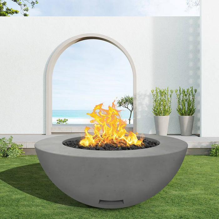 Modern Blaze 48-Inch Round Concrete Gas Fire Bowl with Push Button Ignition