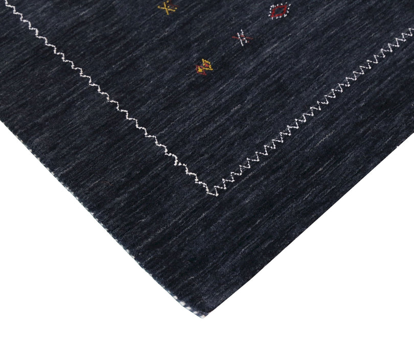 Modern Charcoal And White Hand Loomed Wool Area Rug
