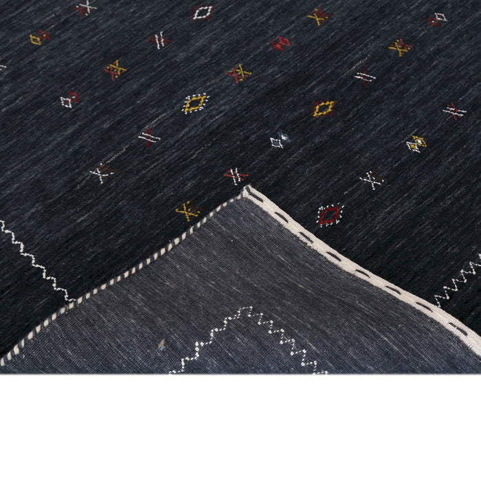 Modern Charcoal And White Hand Loomed Wool Area Rug