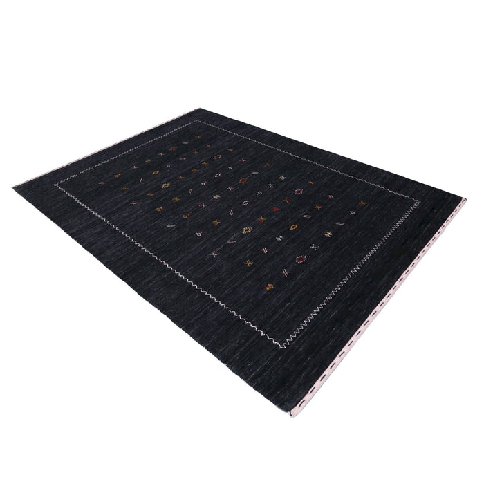 Modern Charcoal And White Hand Loomed Wool Area Rug