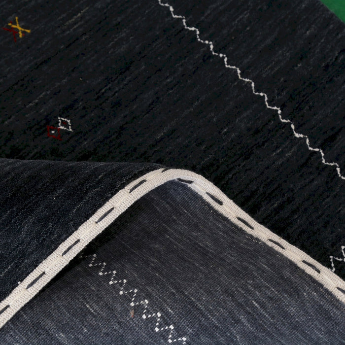 Modern Charcoal And White Hand Loomed Wool Area Rug