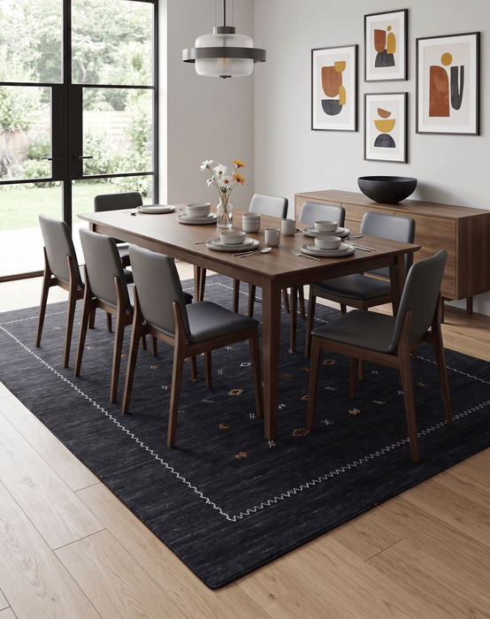 Modern Charcoal And White Hand Loomed Wool Area Rug