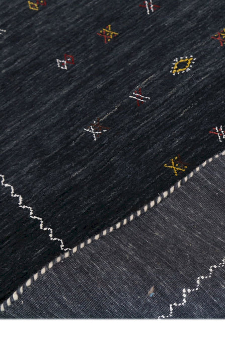 Modern Charcoal And White Hand Loomed Wool Area Rug