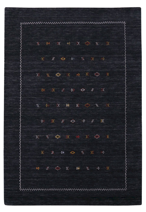 Modern Charcoal And White Hand Loomed Wool Area Rug