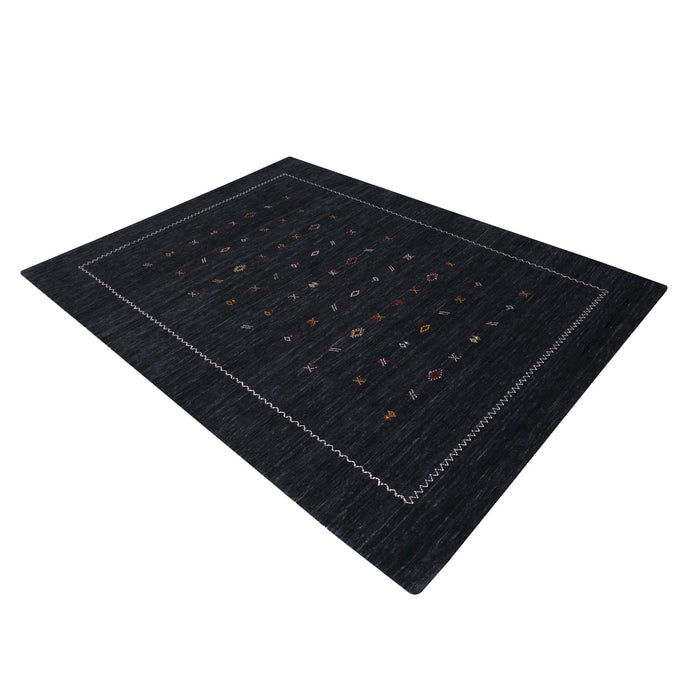 Modern Charcoal And White Hand Loomed Wool Area Rug
