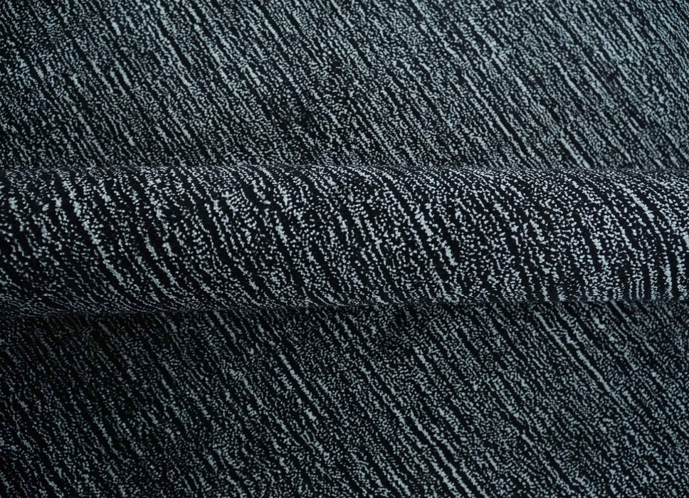 Modern Classic 8x10 Solid Plain Black and Silver Blended Hand Loomed Modern Scandinavian Art Silk Area Rug
