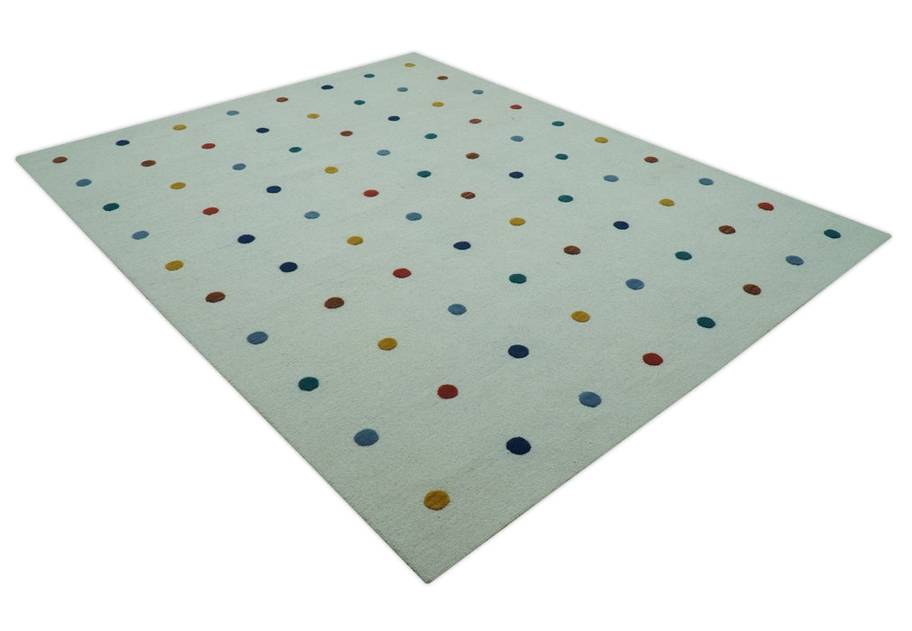 Modern Colorful Polka Dot Ivory Hand Tufted Custom Made wool area rug