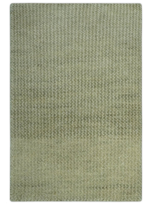 Modern Contemporary Olive, Beige and Ivory Stripes Design Custom Made wool area Rug