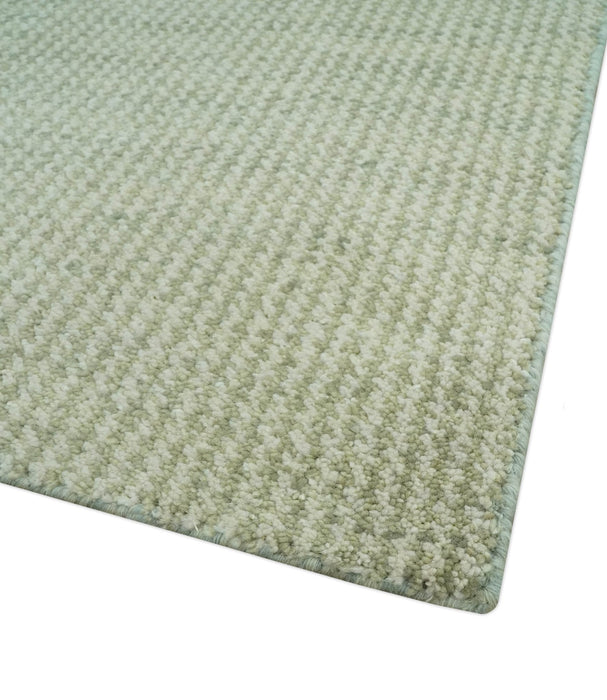 Modern Contemporary Olive, Beige and Ivory Stripes Design Custom Made wool area Rug