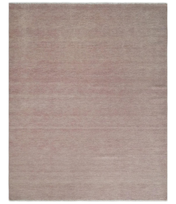 Modern Contemporary Solid Peach Hand knotted 8x10 wool Area Rug