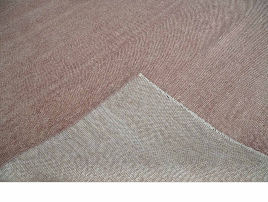 Modern Contemporary Solid Peach Hand knotted 8x10 wool Area Rug