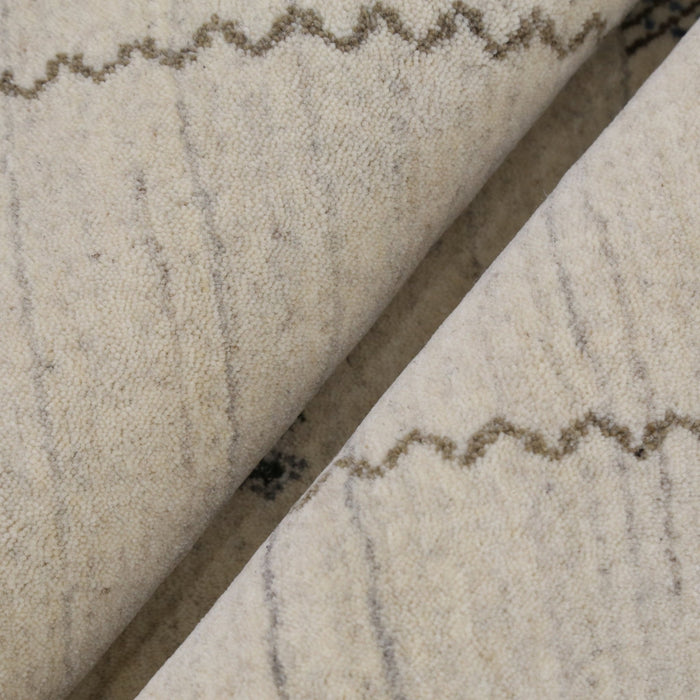 Modern Design Beige Hand Loomed Wool Area Rug
