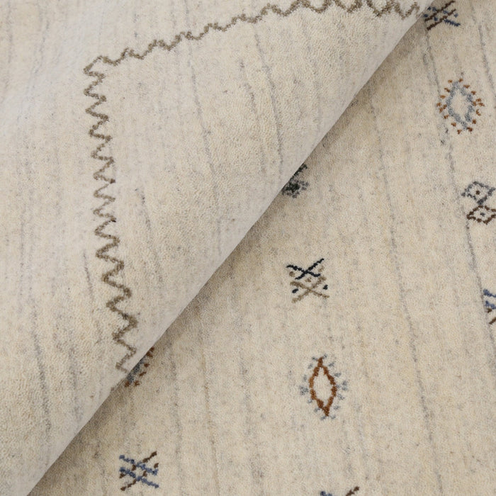 Modern Design Beige Hand Loomed Wool Area Rug