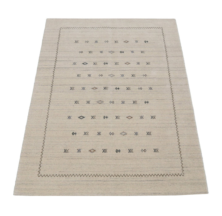 Modern Design Beige Hand Loomed Wool Area Rug