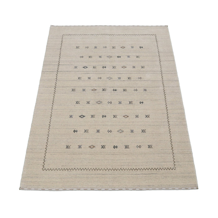 Modern Design Beige Hand Loomed Wool Area Rug