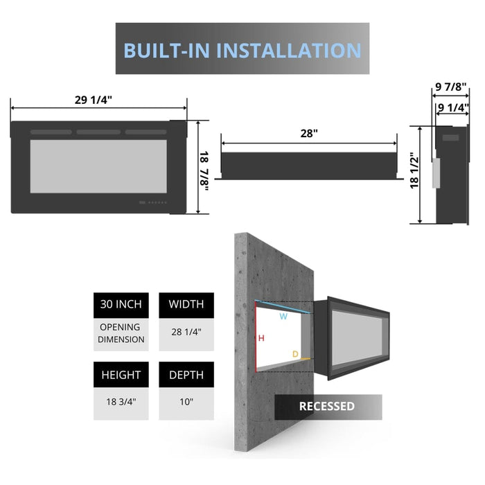 Modern Flames Redstone 30-Inch Built-in Electric Fireplace Insert (RS-3021)