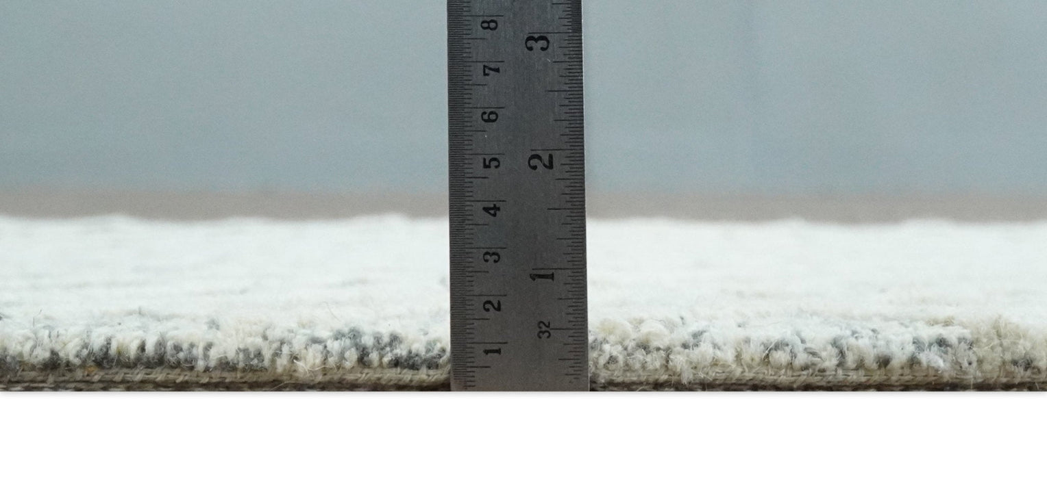 Modern Geometric Ivory and Charcoal Abstract Hand Tufted Natural Wool Multi Size Area Rug