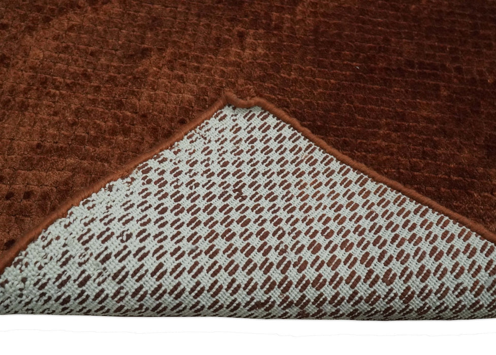 Modern Geometrical Cross Square Hand Made 2x3 Brown Art silk Area Rug