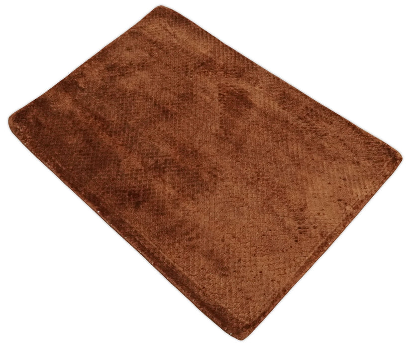 Modern Geometrical Cross Square Hand Made 2x3 Brown Art silk Area Rug