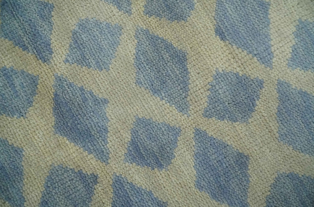 Modern Geometrical Diamond Design Gray and Beige 8x10 Hand knotted wool rug
