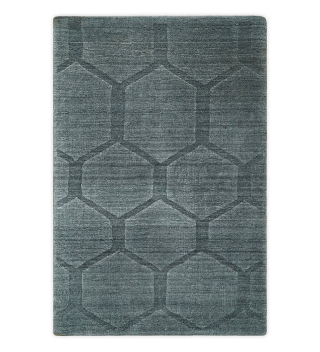 Modern Geometrical Hand Woven 2x3 Charcoal Area Rug made with Art Silk | N7123