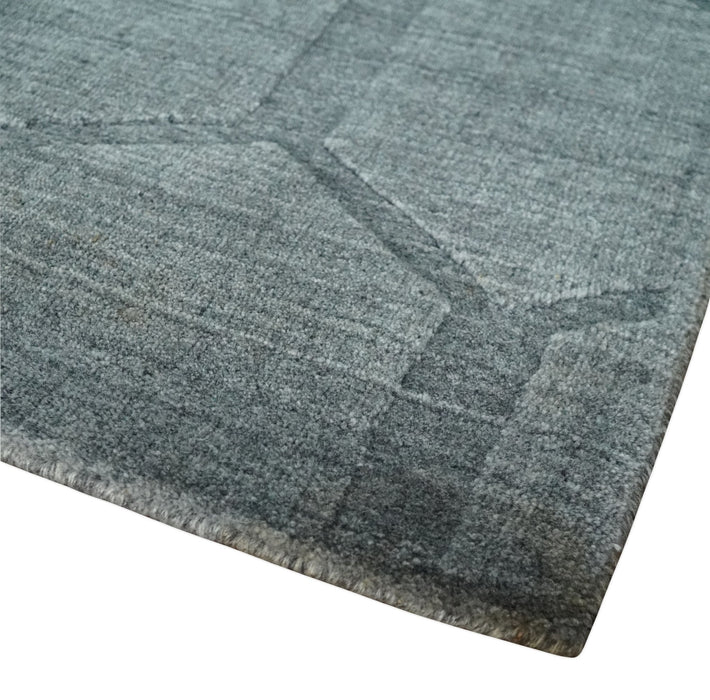 Modern Geometrical Hand Woven 2x3 Charcoal Area Rug made with Art Silk | N7123