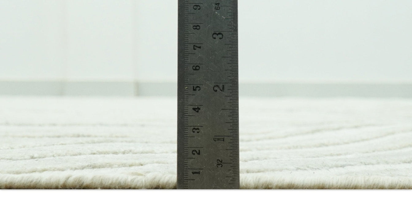 Modern Geometrical Pattern Silver Hand Knotted 10x13 Wool Area Rug