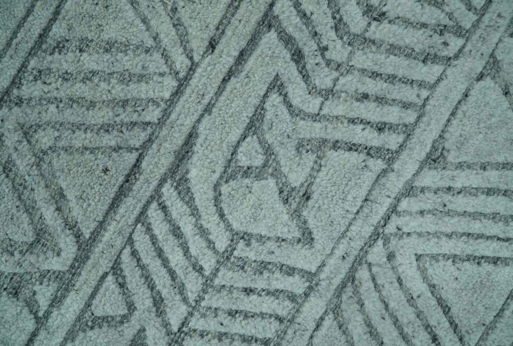 Modern Geometrical Silver and Gray Chevron Design Hand Carved  wool Rug
