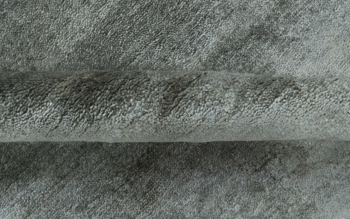 Modern Gray Solid Design 6x8.7  Hand Knotted Wool Area Rug