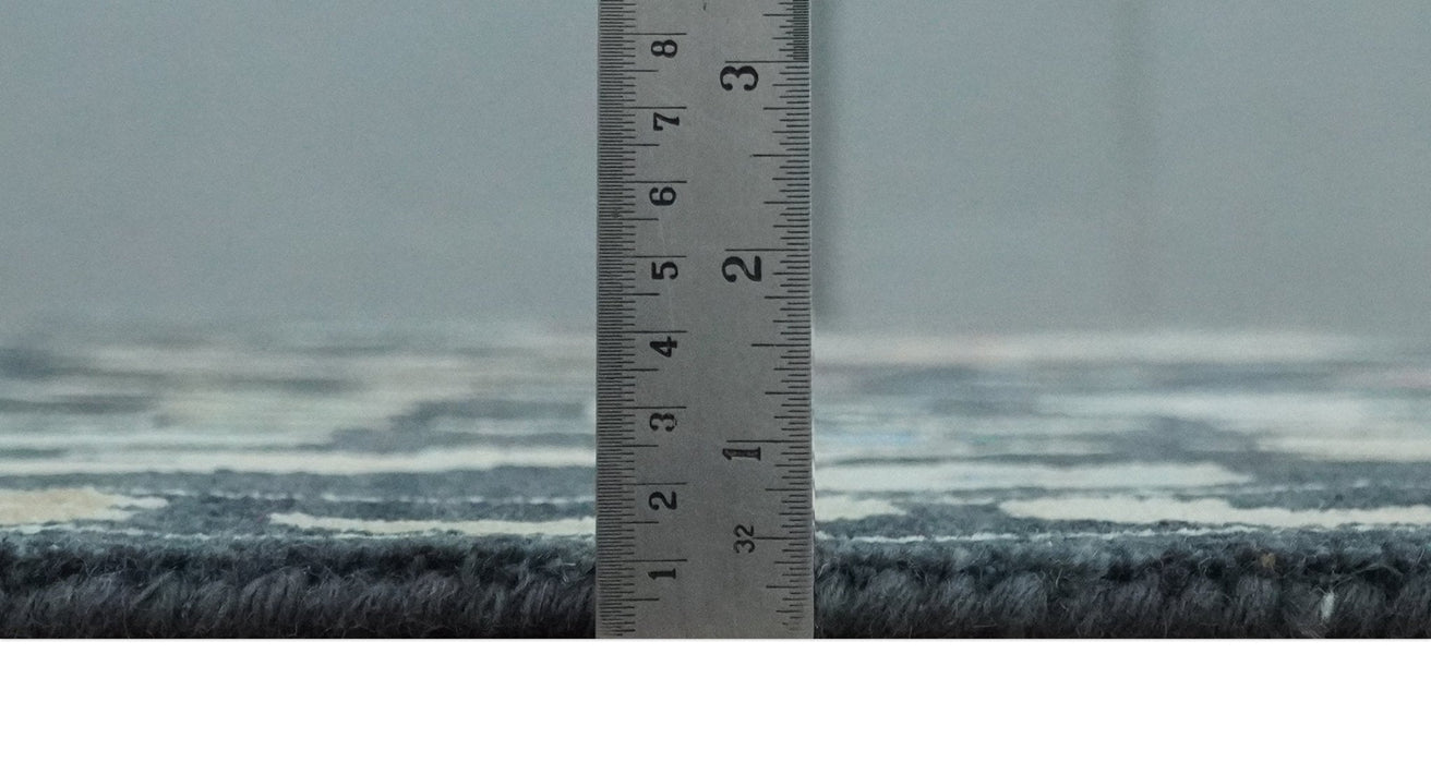 Modern Hand Knotted Black and Multicolor 10x14 Traditional Oushak Wool Rug