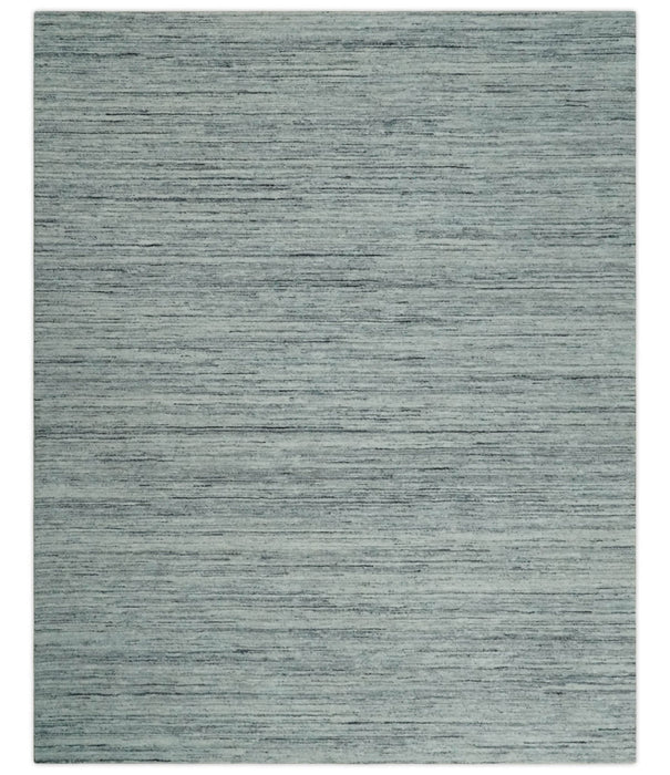 Modern Handloom Ivory, Charcoal, Silver 8x10 Contemporary Wool Area Rug