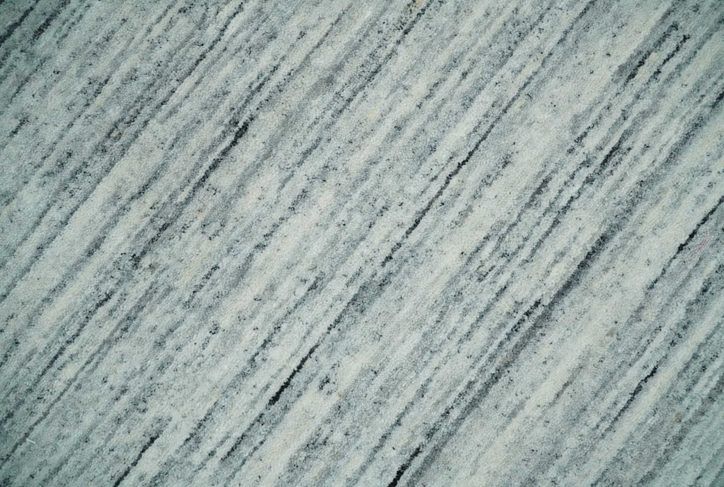 Modern Handloom Ivory, Charcoal, Silver 8x10 Contemporary Wool Area Rug