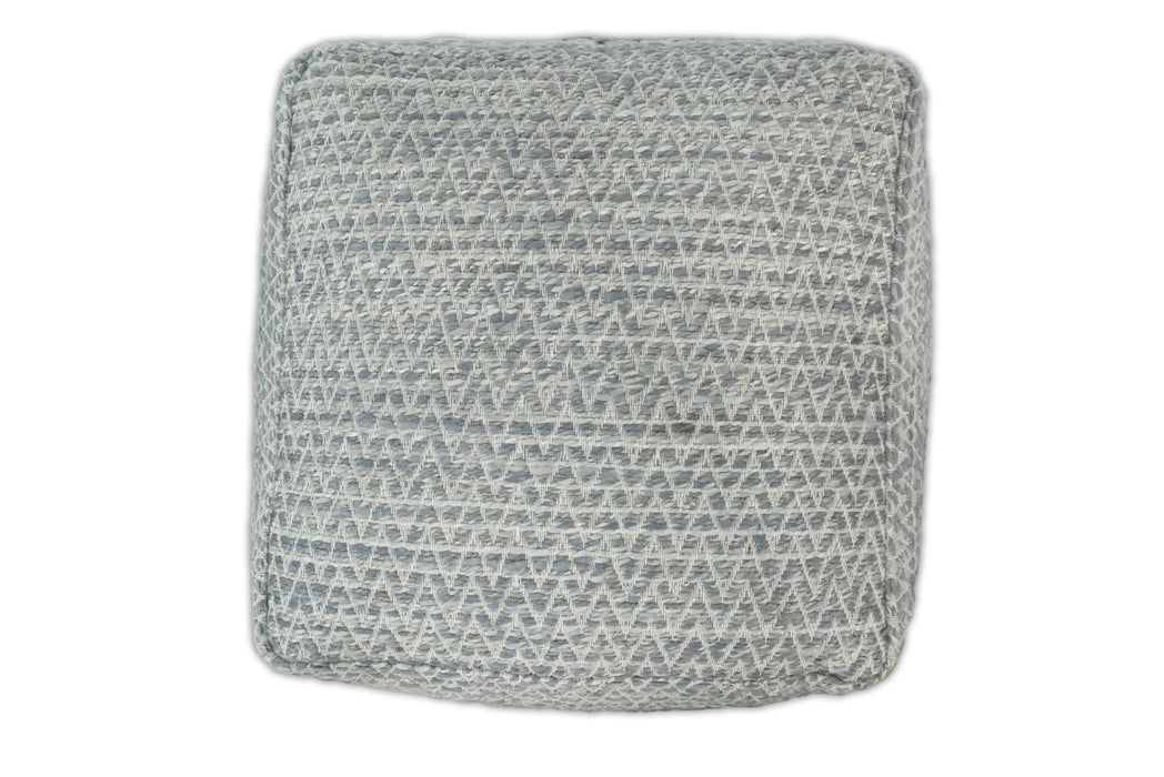 Ivory and GRAY Modern Handwoven Gray Blue Pouf Ottoman Made with Viscose, Contemporary Chevron Design, footstool, couch, side table  | TRD109