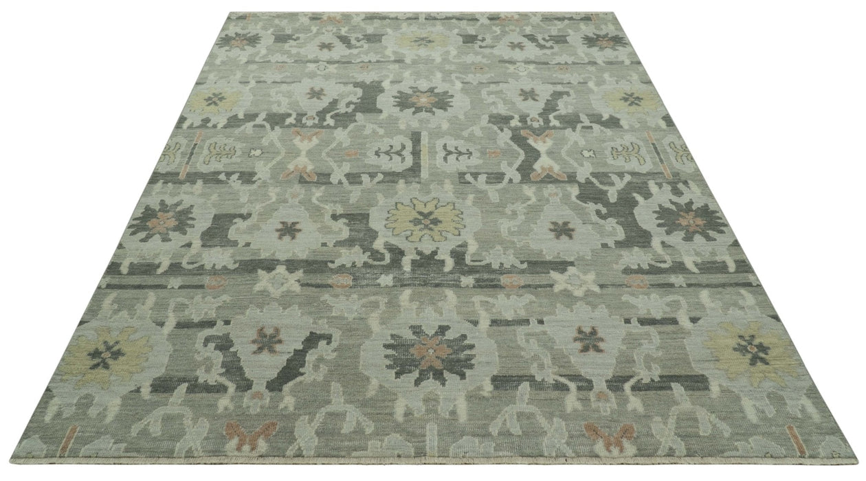Modern Ikat Design Silver And Blue  8X10 Hand Knotted wool rug