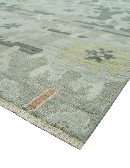 Modern Ikat Design Silver And Blue Hand Knotted Custom Made wool rug