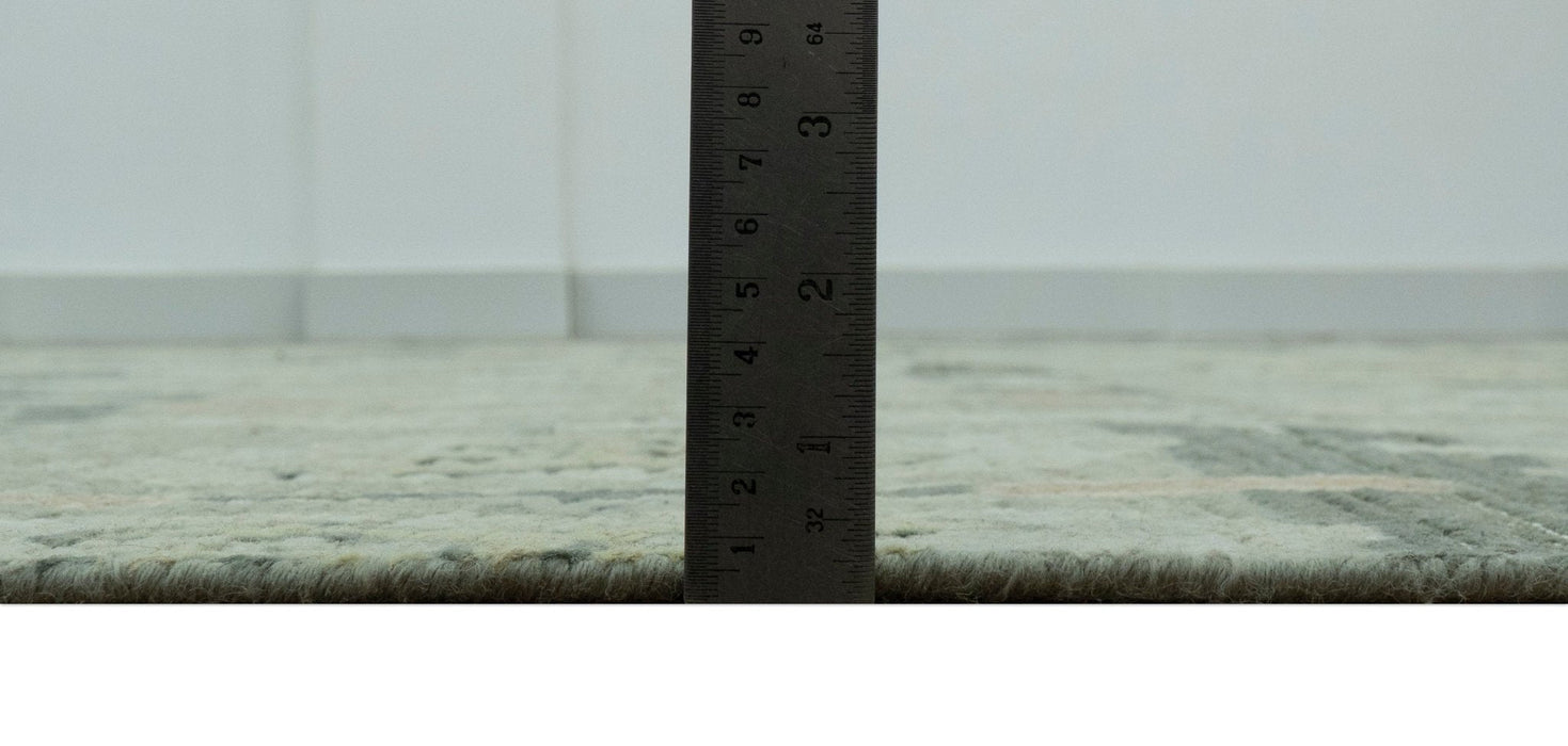 Modern Ikat Design Silver And Blue Hand Knotted Custom Made wool rug