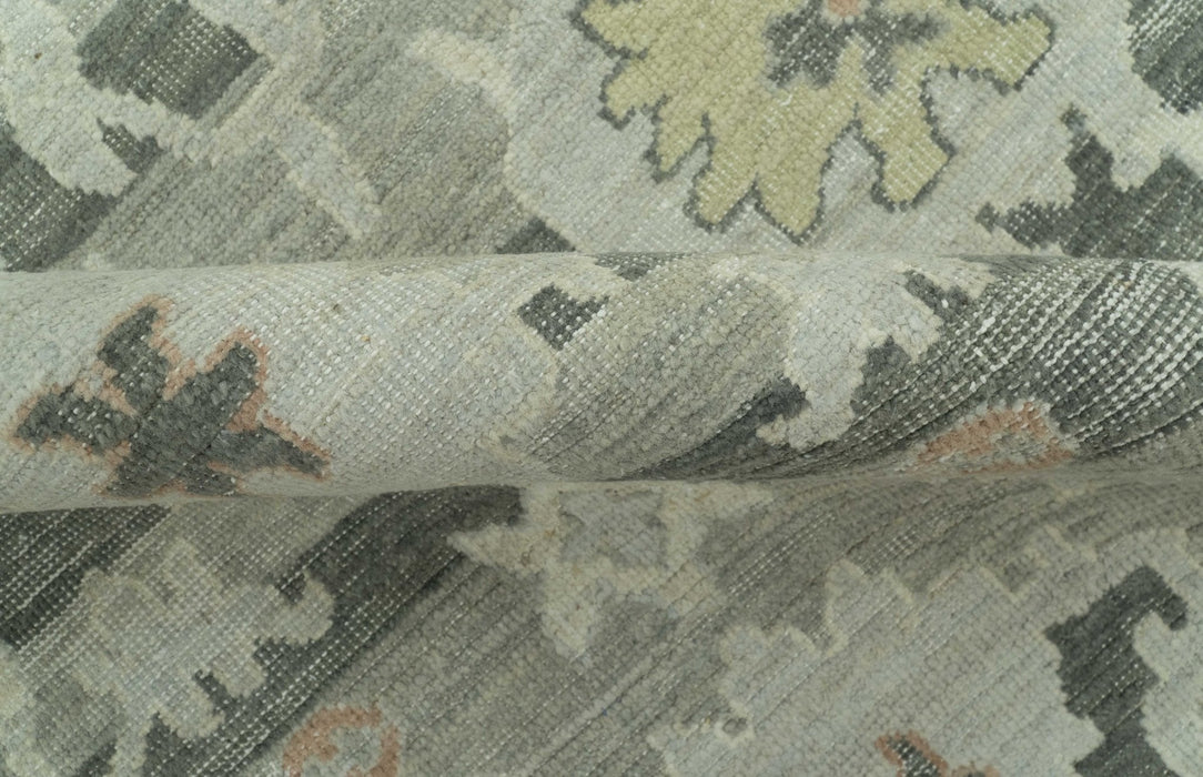 Modern Ikat Design Silver And Blue Hand Knotted Custom Made wool rug