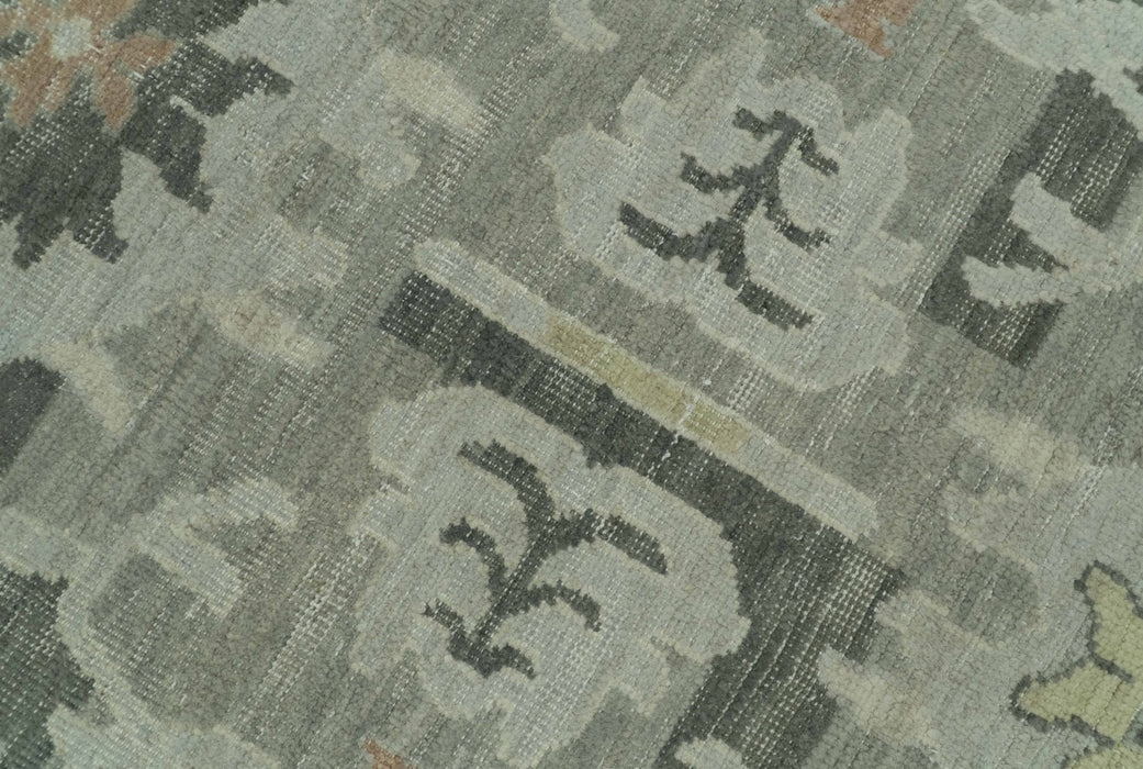 Modern Ikat Design Silver And Blue Hand Knotted Custom Made wool rug