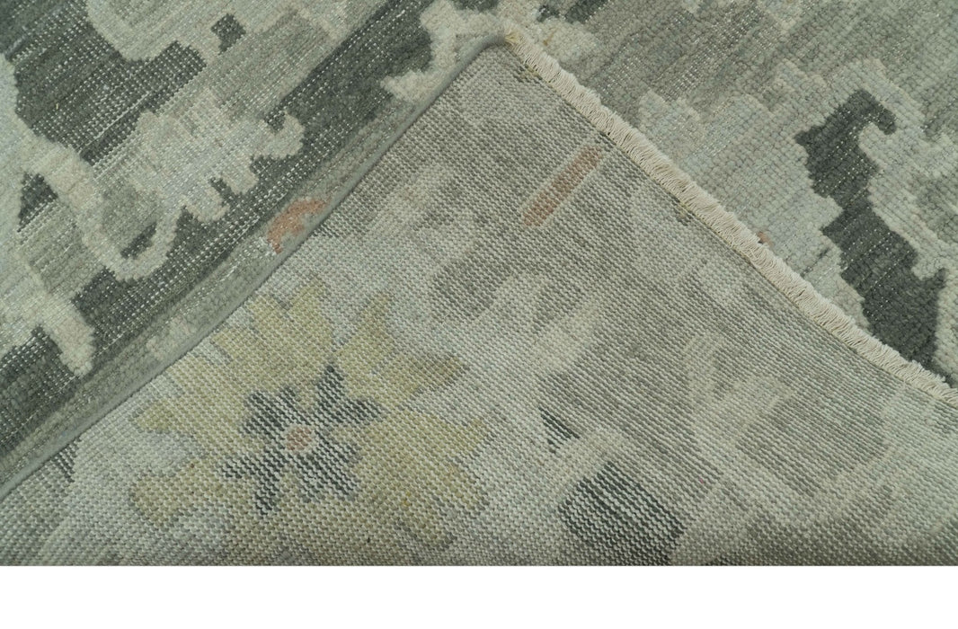 Modern Ikat Design Silver And Blue Hand Knotted Custom Made wool rug